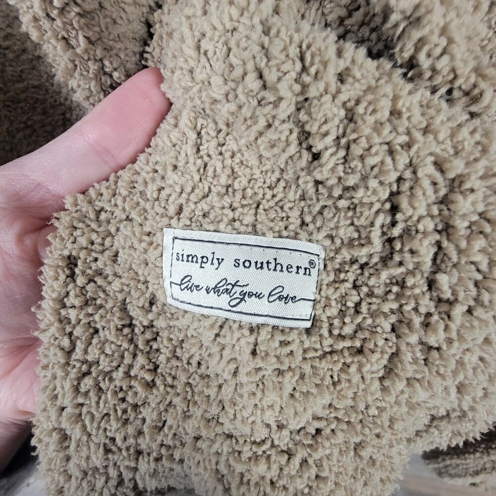 Simply Southern Cozy Bouclé Sherpa Cardigan Hooded Open Front Plush Knit - Picture 5 of 10